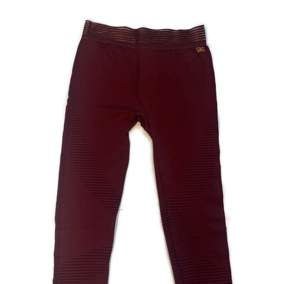 C&C California Women's Leggings Sheer Mesh Waistband Full Length Burgundy Small - Picture 2 of 6